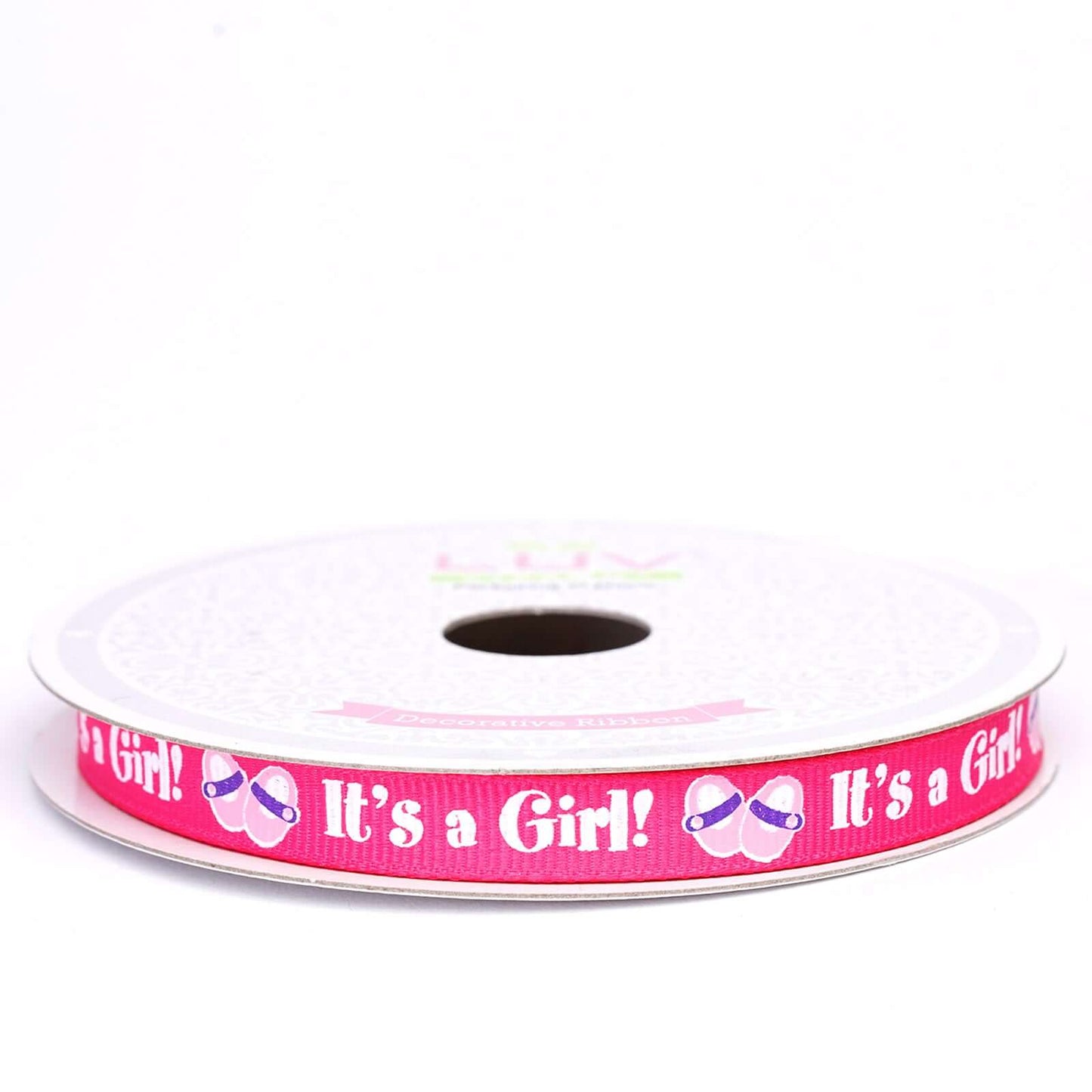 10 Yards 3/8" Pink Printed Grosgrain Ribbon - Clearance SALE