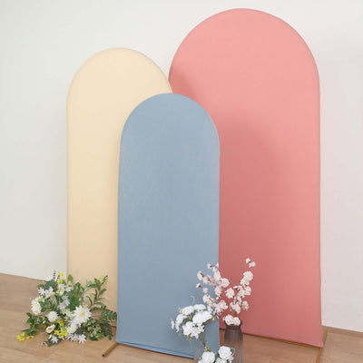5ft Matte Dusty Blue Spandex Fitted Chiara Backdrop Stand Cover For Round Top Wedding Arch