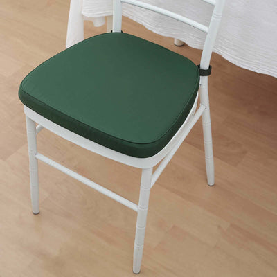 Chiavari Chair Cushion with 1.5" Thick Memory Foam and Ties Hunter Emerald Green - Stylish Removable Cover for Comfort