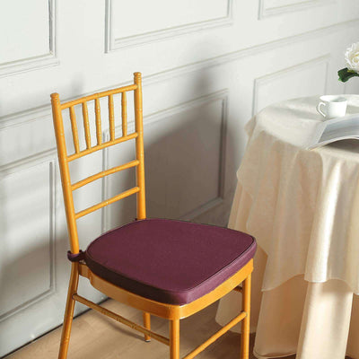 Chiavari Chair Cushion with 1.5’’ Thick Memory Foam and Ties Burgundy - Stylish Removable Cover for Comfort - Cushions