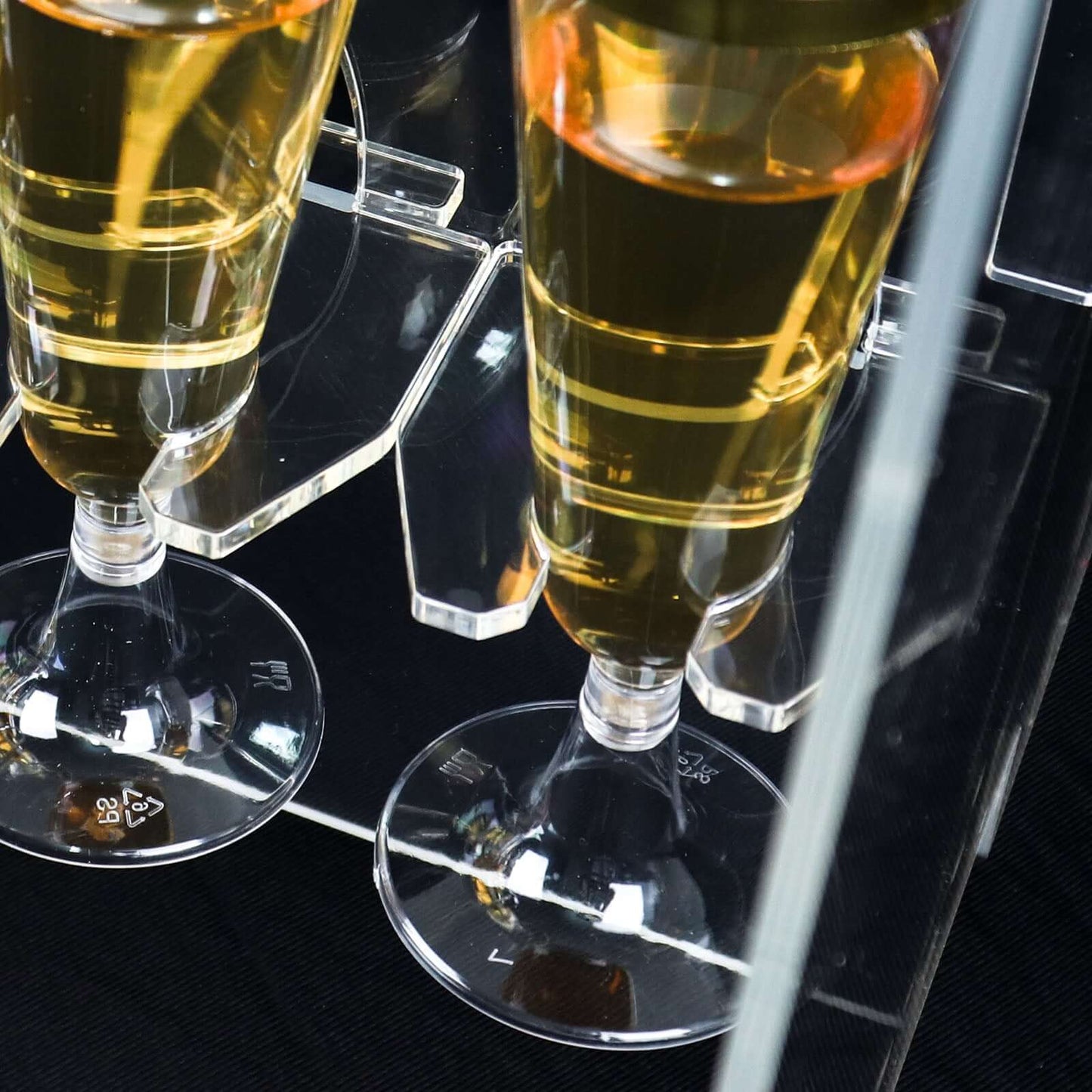 2-Tier Acrylic Champagne Glass Holder Display Stand Table Top Clear with 18 Hooks for Events & DIY Bars 25"