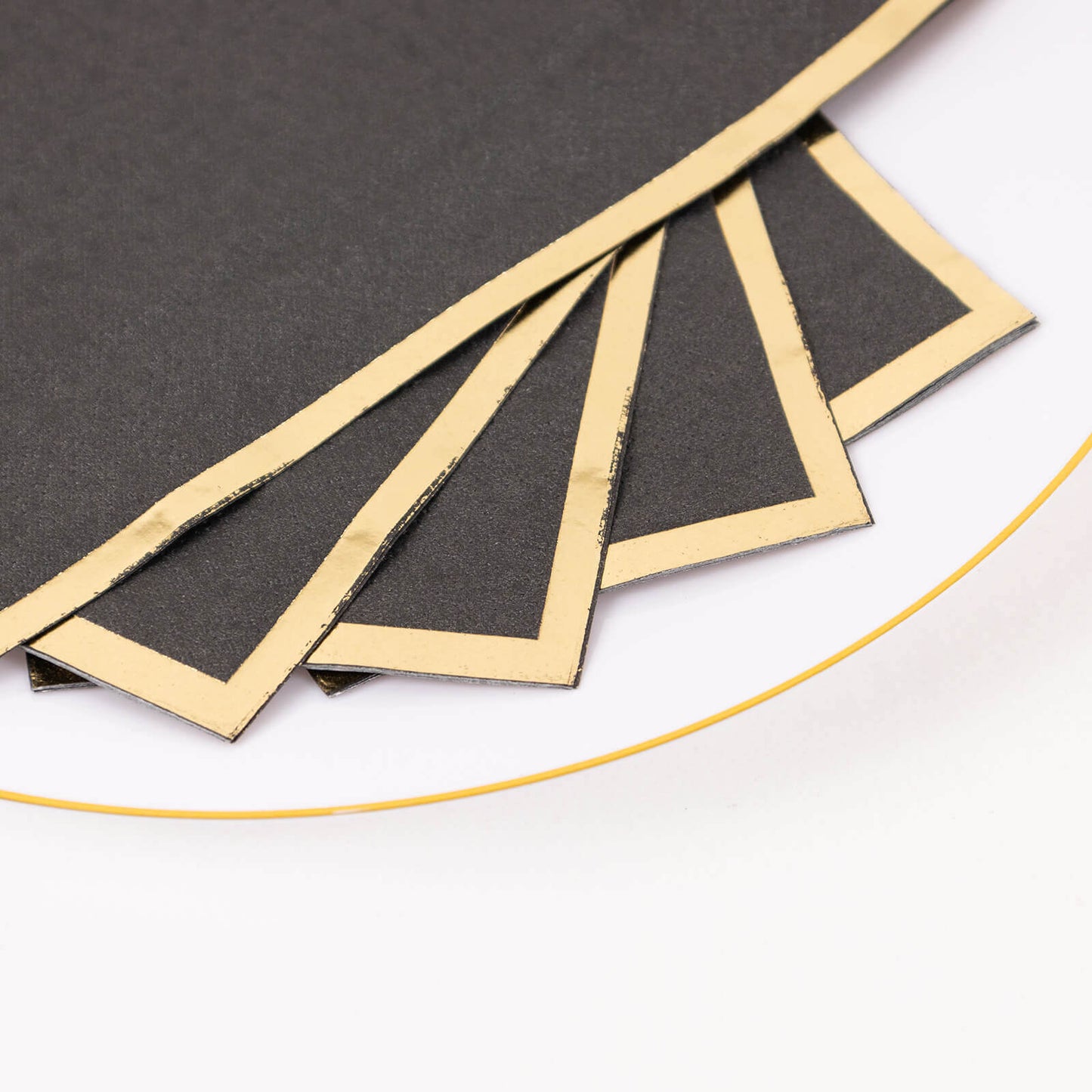 50-Pack Paper Dinner Napkins Black with Gold Foil Edge 2 Ply - Stylish Disposable Napkins for Parties