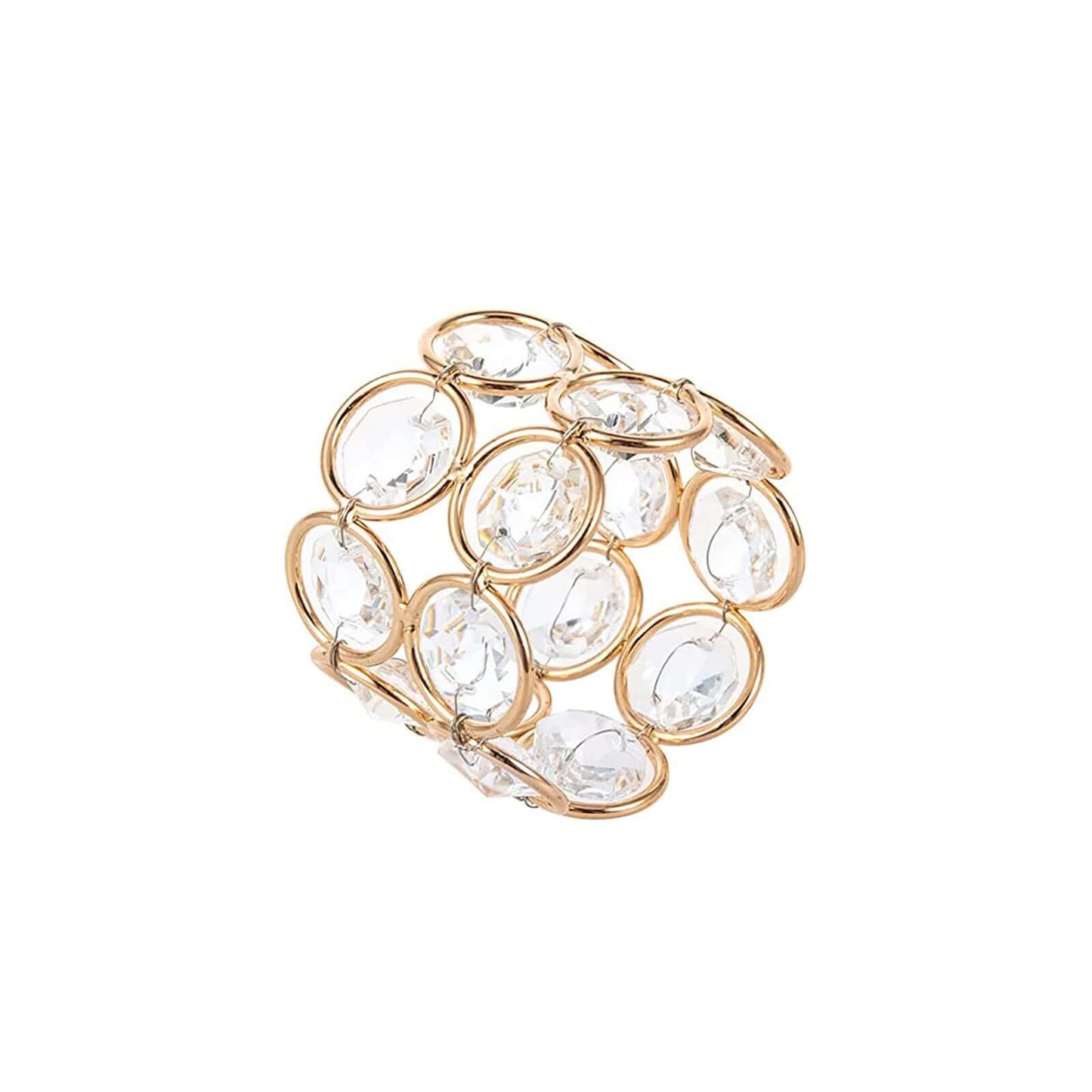4 Pack Shiny Gold Acrylic Crystal Gem Beaded Napkin Rings