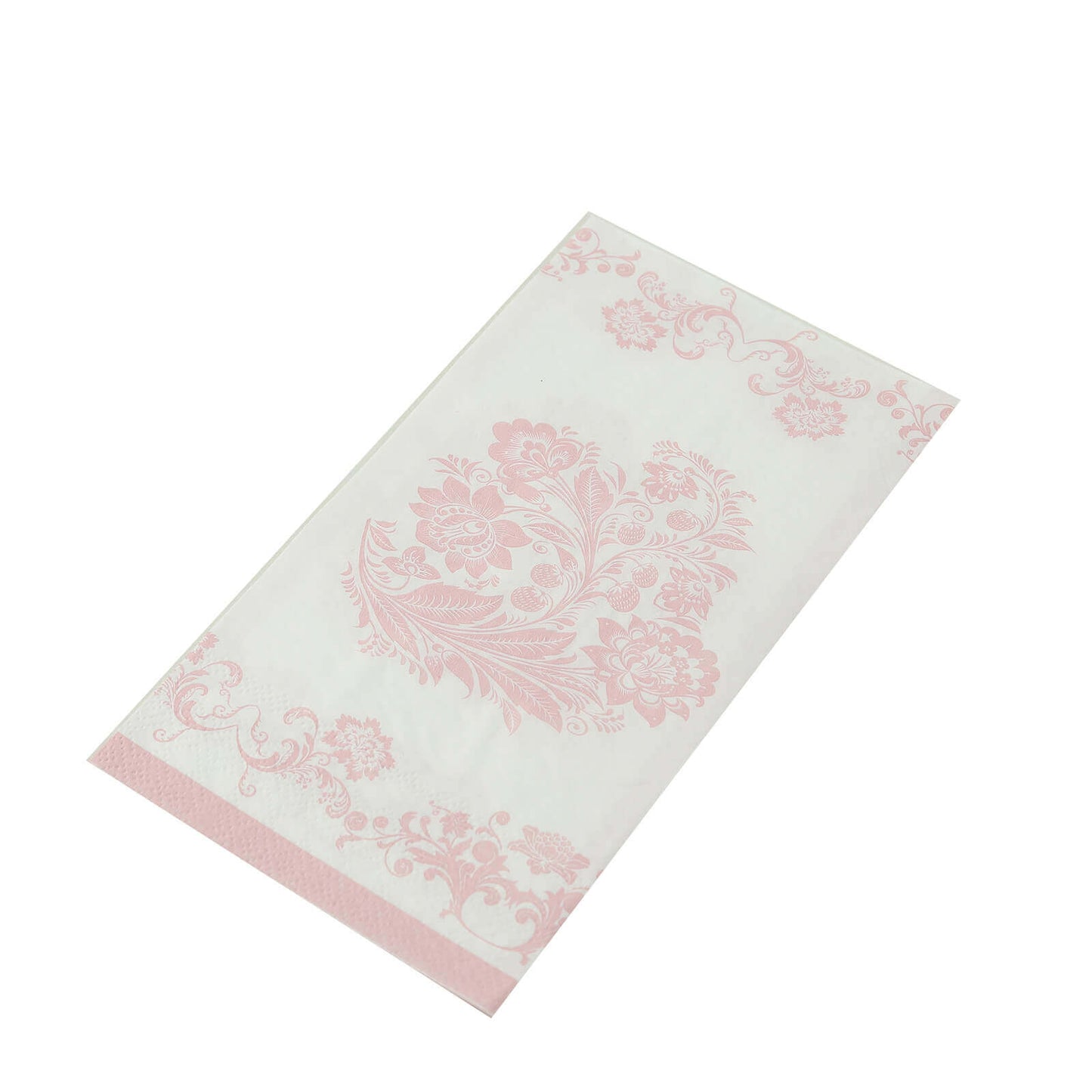 50-Pack Paper Dinner Napkins White with Pink Damask Floral Pattern 2-Ply - Stylish Disposable Napkins for Parties