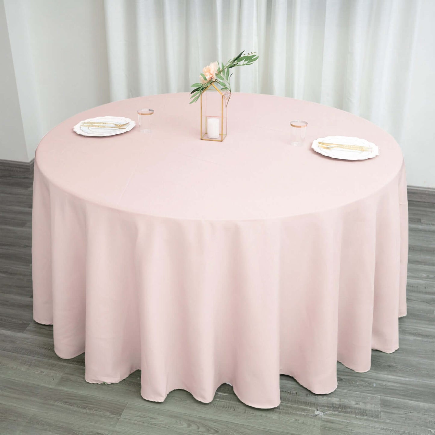 Polyester 132" Round Tablecloth Blush - Seamless Chic Table Cover