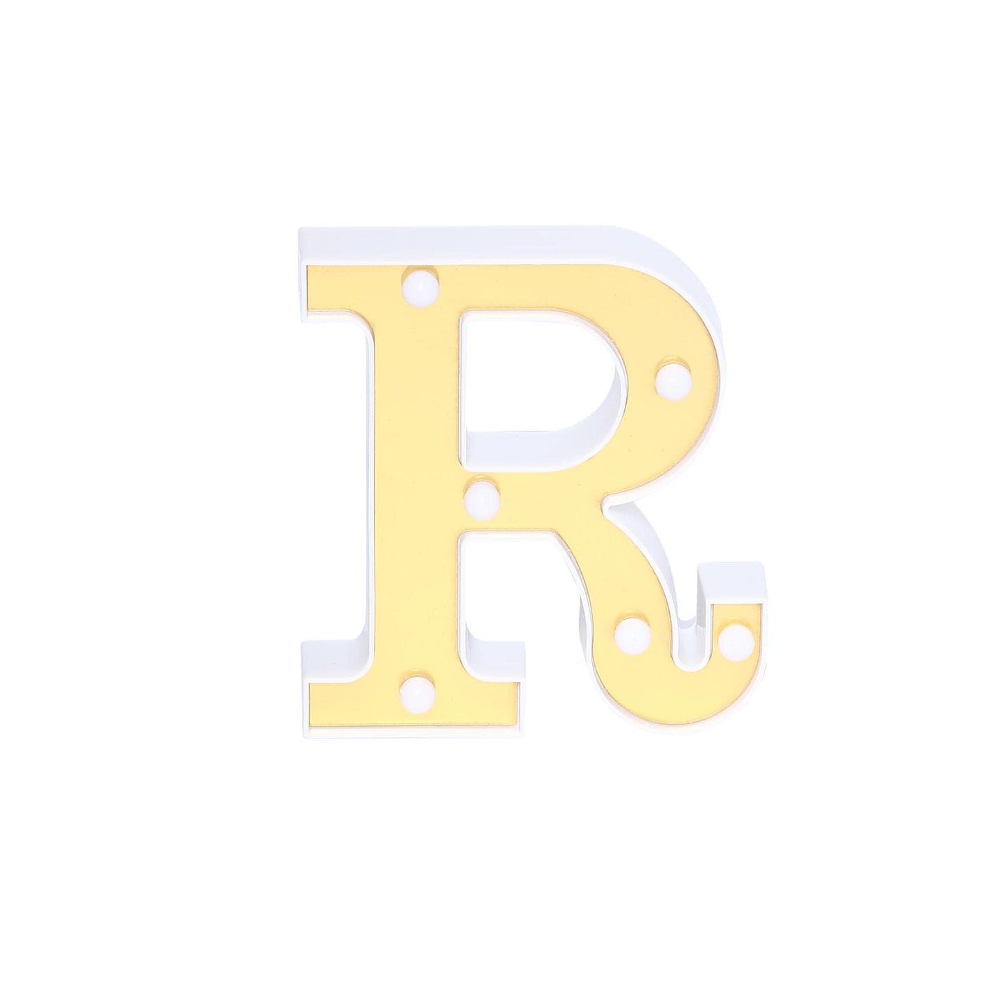 3D Marquee Letter "R" Warm White 6 LED Lights Gold - Chic Light-Up Decor for Events 6"