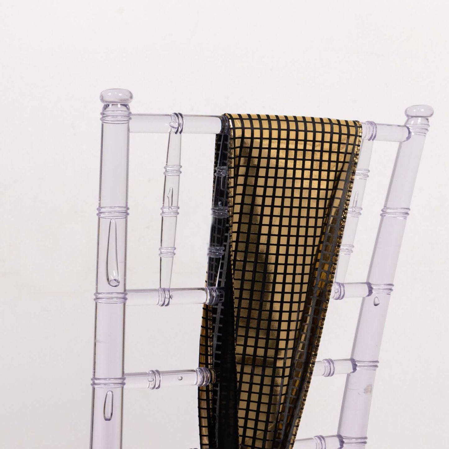 5 Pack Chair Sashes Shiny Foil Polyester 6"x108" Black/Gold - Stylish Disco Mirror Ball Event Decor