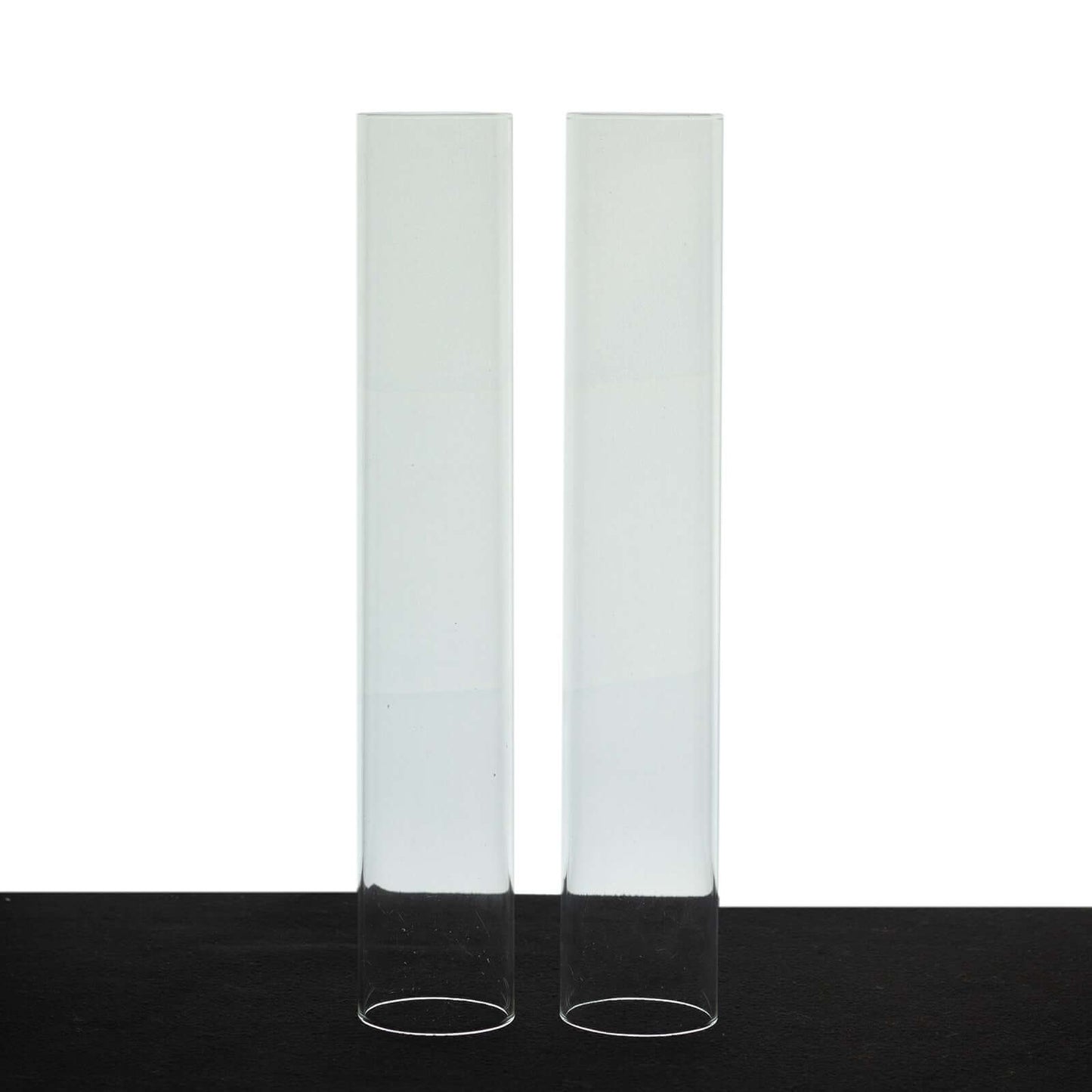 2-Pack Glass Pillar Hurricane Candle Shades - Clear Chimney Tube with 2.25" Wide Open Ends 14"