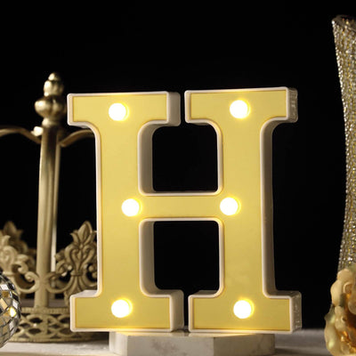 3D Marquee Letter "H" Warm White 6 LED Lights Gold - Chic Light-Up Decor for Events 6"