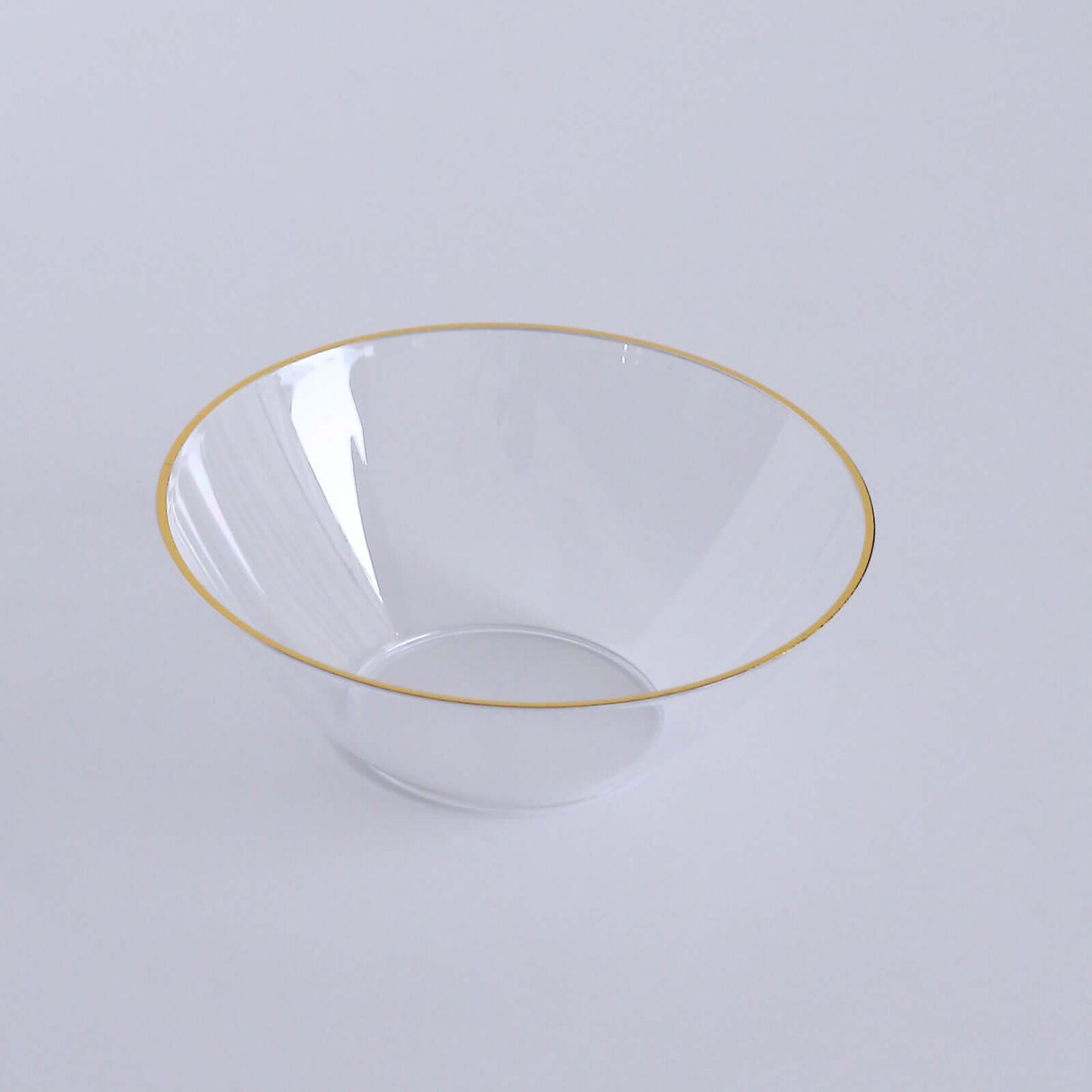 24-Pack Heavy Duty Plastic Ice Cream Bowls Clear Premium Gold Rim - Perfect for Celebrations 7oz