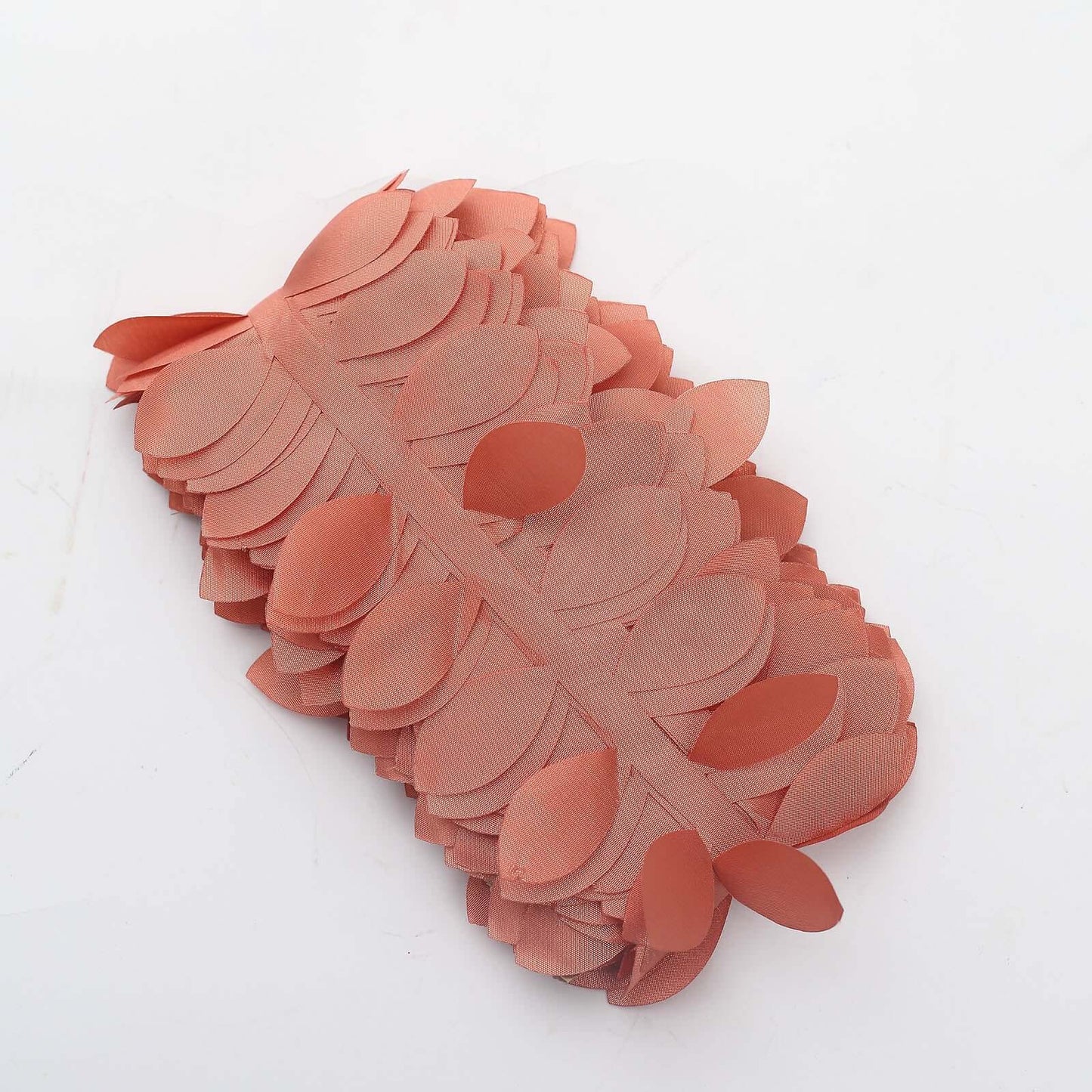 Taffeta Ribbon Sash with 4" Leaf Petal Design Terracotta (Rust) 50ft - Sophisticated Artificial Fabric Garland