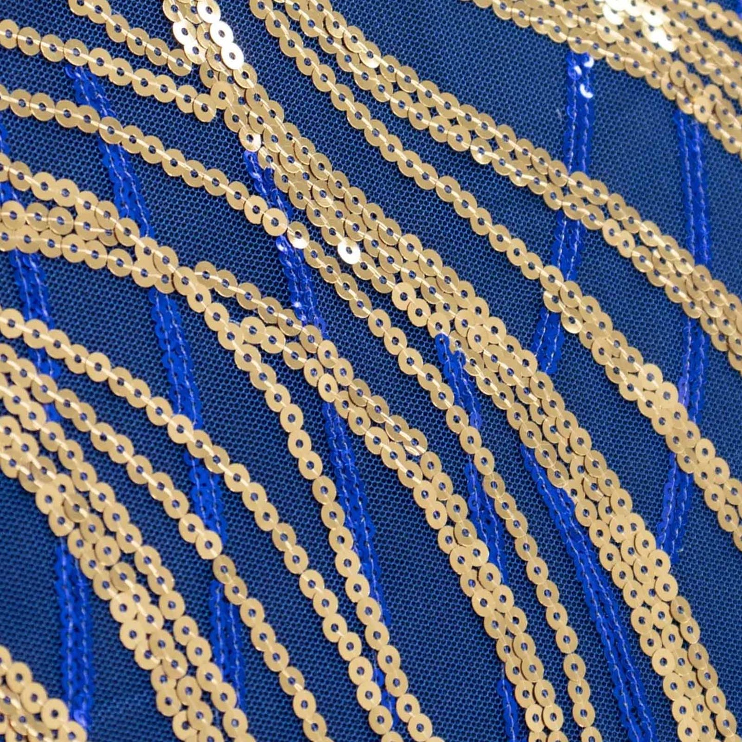 Sequin Mesh 20"x20" Napkin Royal Blue Gold - Wave Embroidered Reusable Napkin