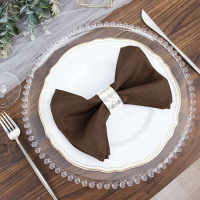 5 Pack Polyester 17"x17" Napkins Chocolate - Durable & Wrinkle Resistant Dinner Napkins
