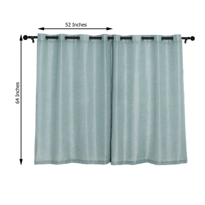 2 Pack Handmade Dusty Blue Faux Linen Curtains 52"x64", Curtain Panels With Chrome Grommets