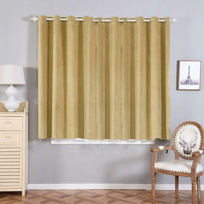 2 Pack Champagne 330 GSM Premium Velvet Thermal Blackout Curtains With Chrome Grommet Window Treatment Panels - 52"x64"