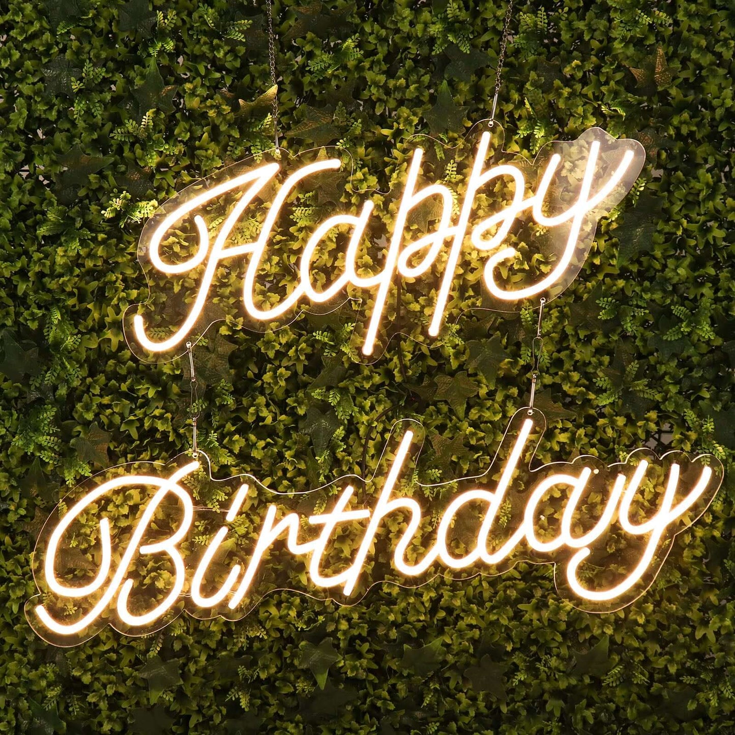 32" Happy Birthday Neon Light Sign, LED Reusable Wall Décor Lights With 5ft Hanging Chain