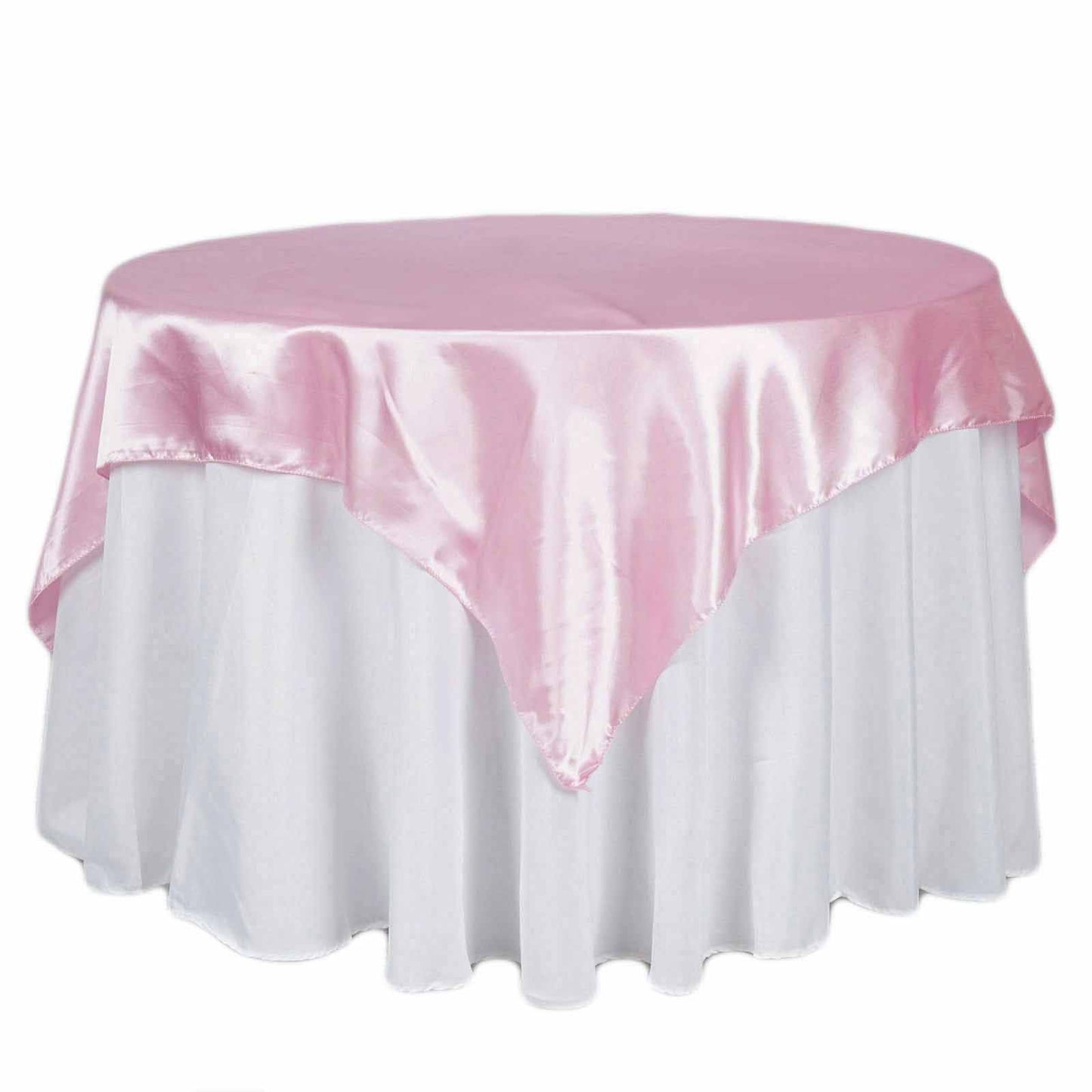 Satin 72"x72" Table Overlay Square Tablecloth Pink - Smooth Finish Table Cover