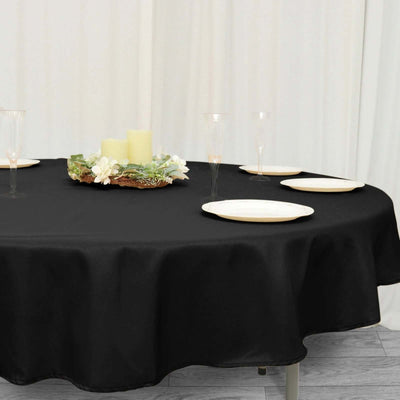 Premium Polyester 70" Round Tablecloth Black - Stain and Wrinkle-Resistant 220GSM Table Cover