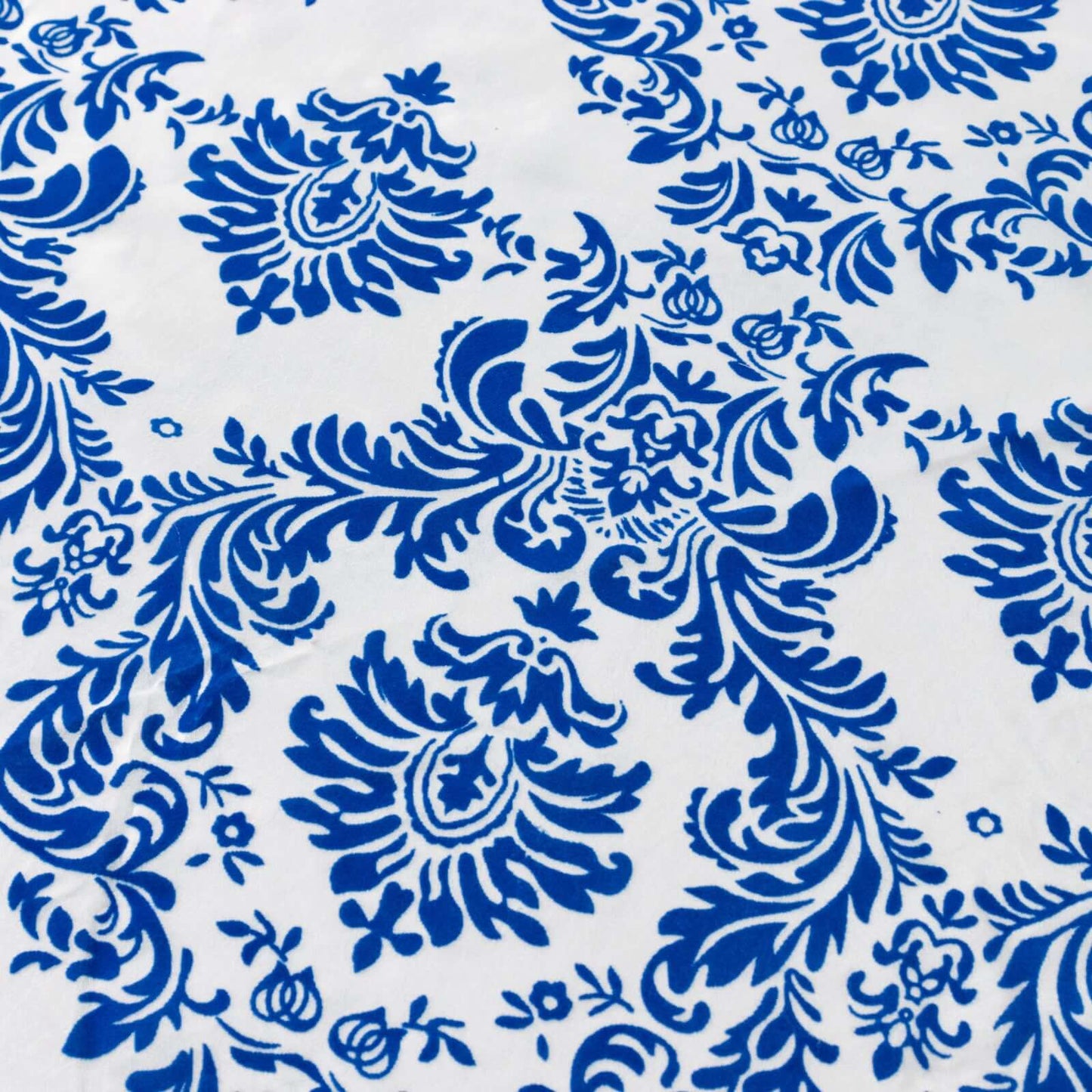 Taffeta 120" Round Tablecloth Royal Blue - Seamless Velvet Flocking Damask Table Cover