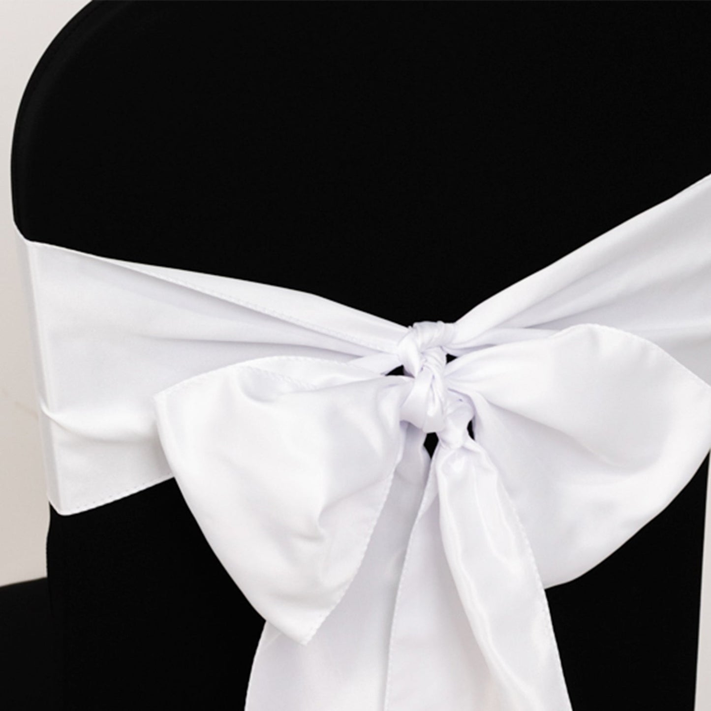 5 Pack Lamour Satin 6"x106" Chair Sashes White - Stylish Reusable Decorative Bows for Weddings & Gatherings
