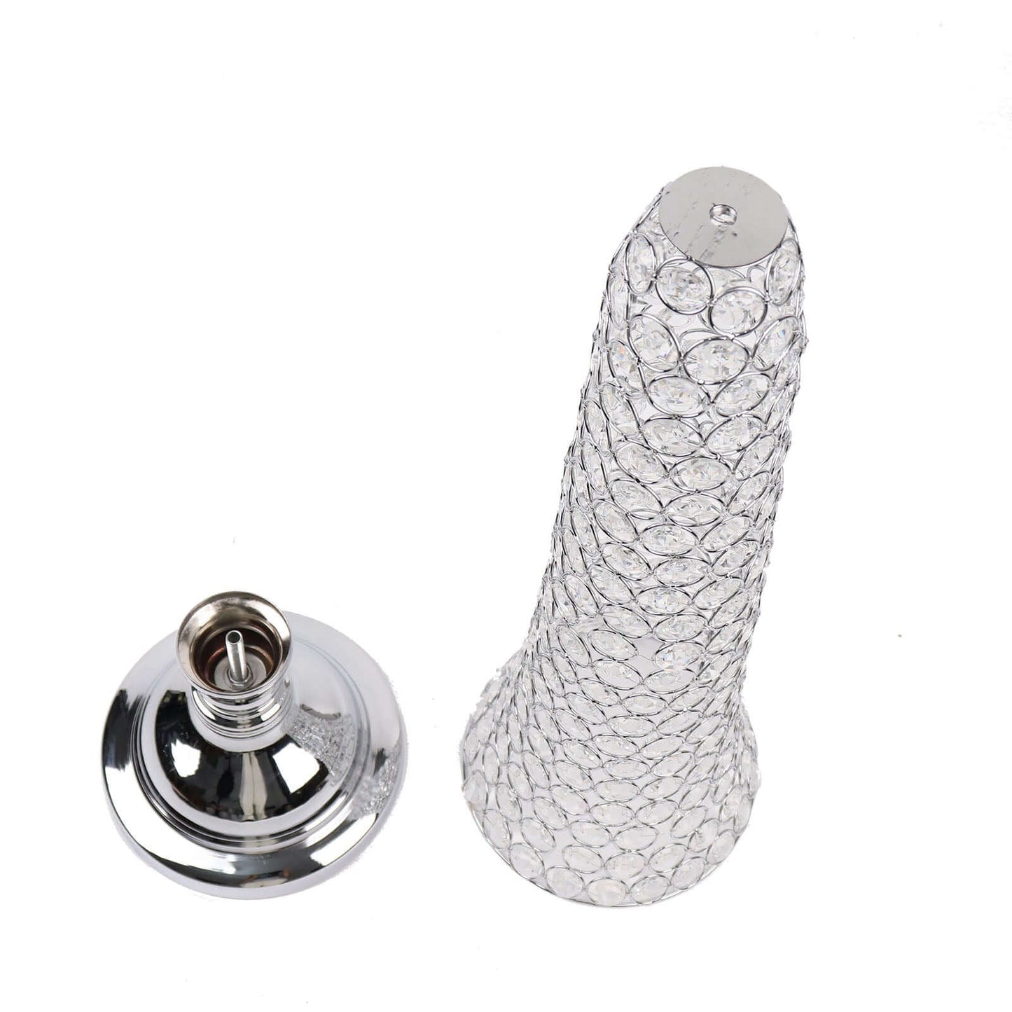 2-Pack Crystal Beaded Trumpet Vase Silver - Exquisite Floral Display Centerpiece Stand Set for Banquets & Receptions 28" Tall