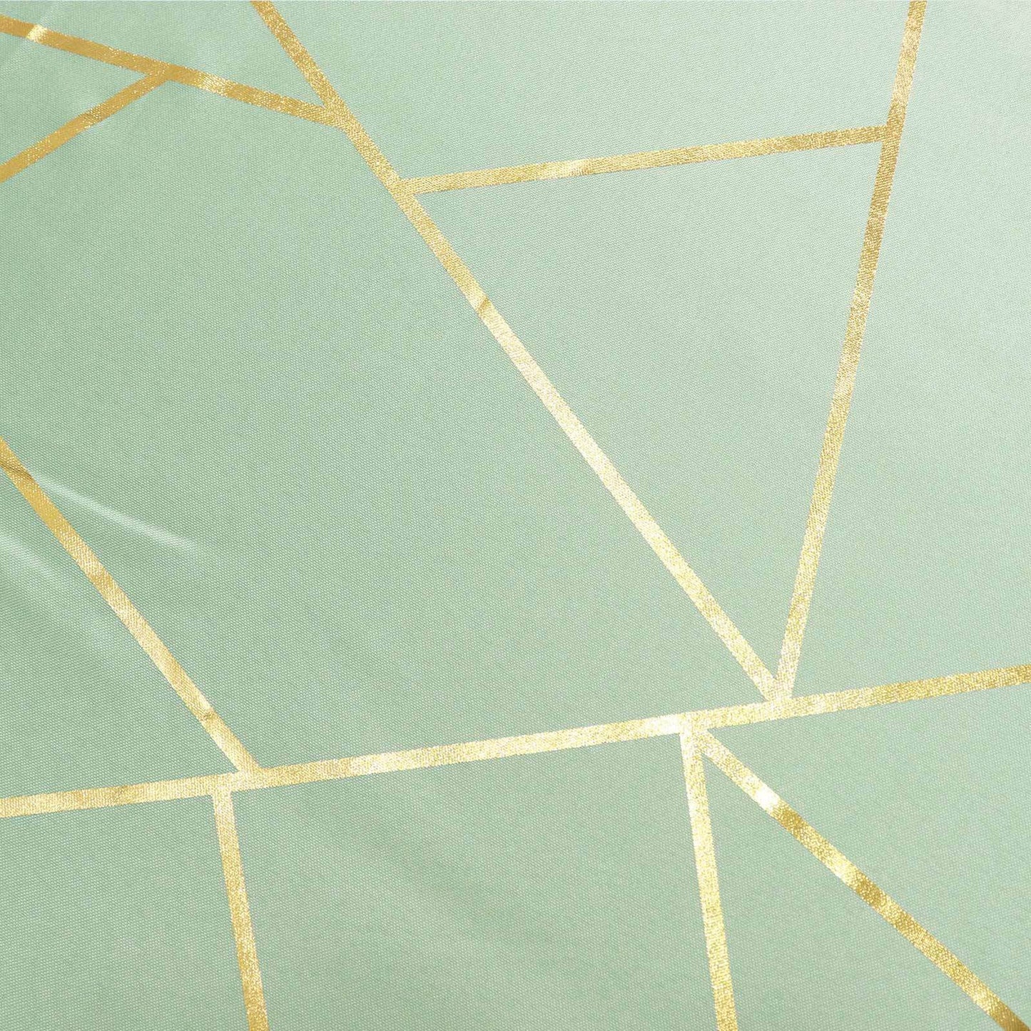 Polyester 9ft Table Runner Sage Green with Gold Foil Modern Geometric Accent