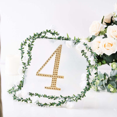 Decorative Rhinestone Number "4" Stickers, Glitter Adhesive Craft Numbers Gold DIY Sparkle Embellishments 8"