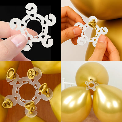 Clear Flower-Shaped Balloon Clip Connectors – 100 Pcs Plastic Clips for Balloon Arch Garland & Party Decoration