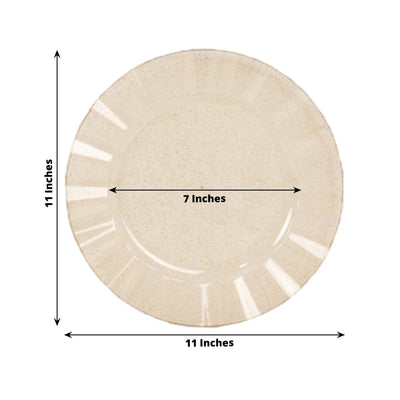 10-Pack Plastic 11" Round Dinner Plates in Gold Glitter with Ruffled Rim - Transparent Sturdy Disposable Dinnerware