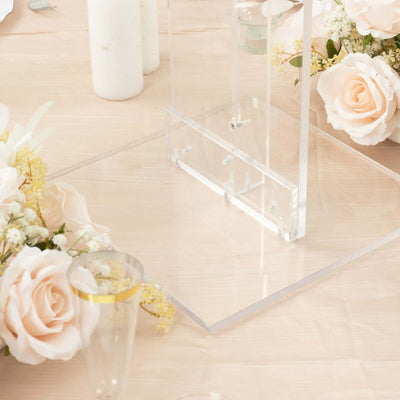 Acrylic Display Stand Flower Pedestal with Square Bases Clear - Durable 10mm Thick Wedding Centerpiece 24"