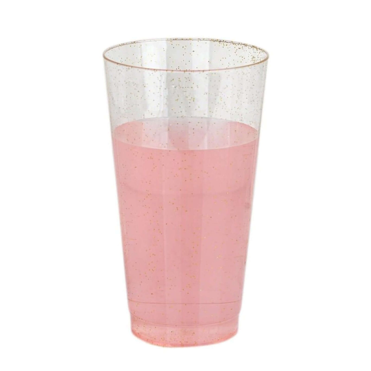 12-Pack Plastic Party Cups Clear Gold Glitter - Durable Disposable Tumblers for Drinks 17oz 6"
