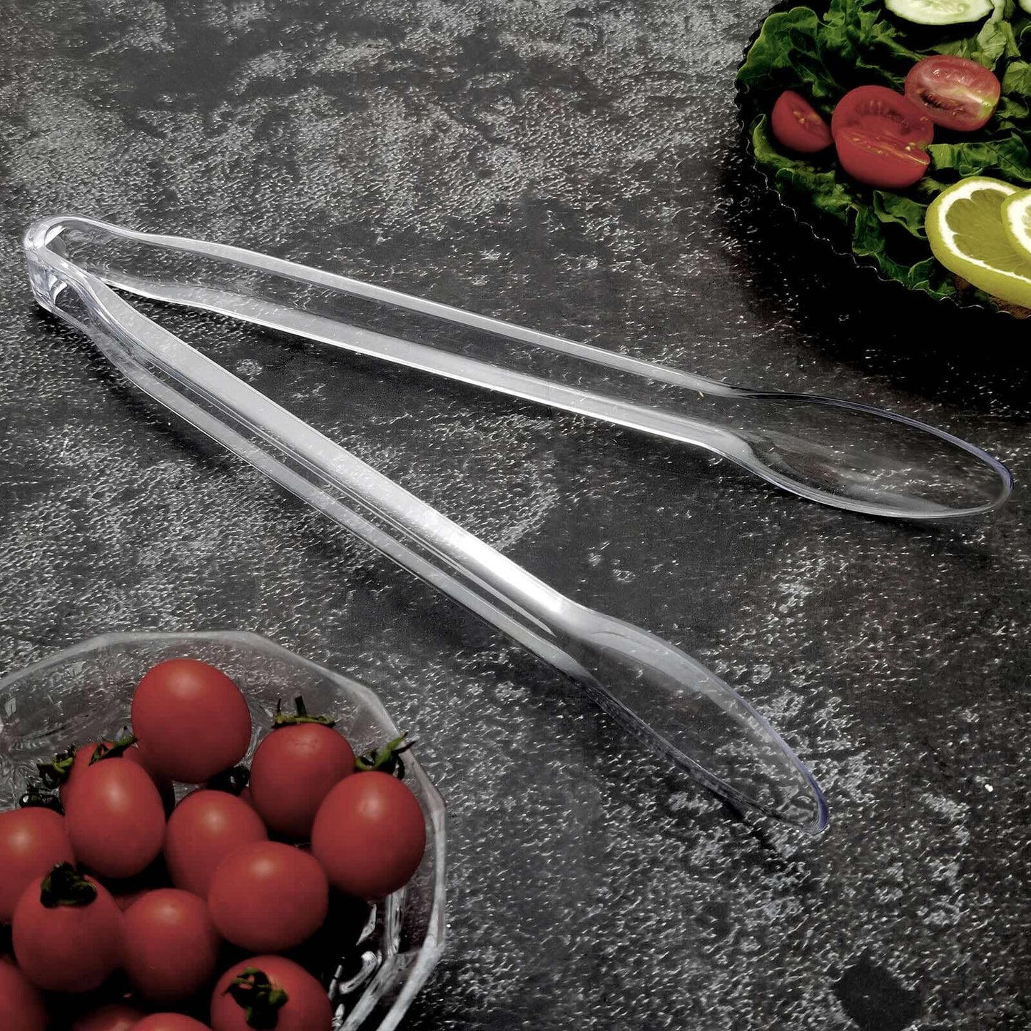 3-Pack Plastic Serving Tongs Clear - Durable Disposable Food Service Tongs for Salad Bars Dessert Tables Buffets 12"