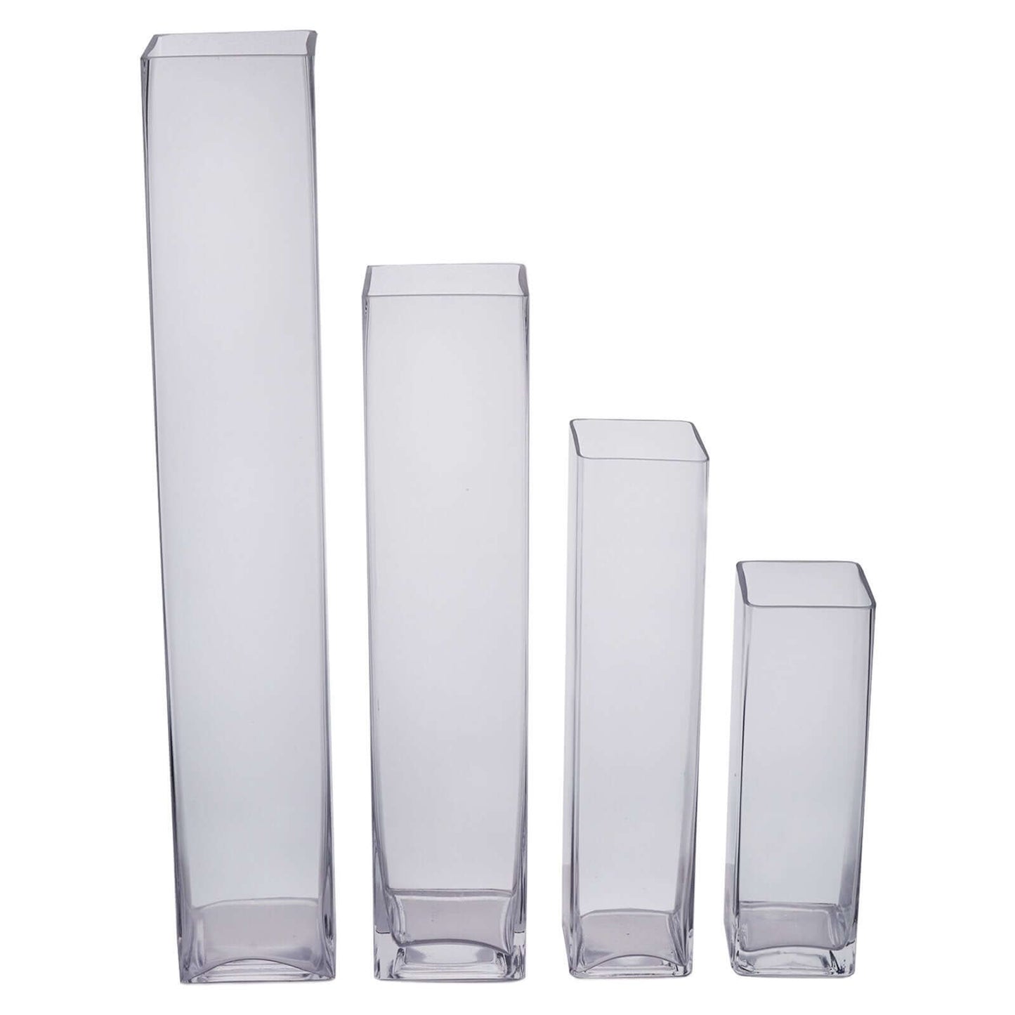 12-Pack Glass Cylinder Vases Square Clear - Durable Heavy Duty Floral Centerpieces for Weddings 14"