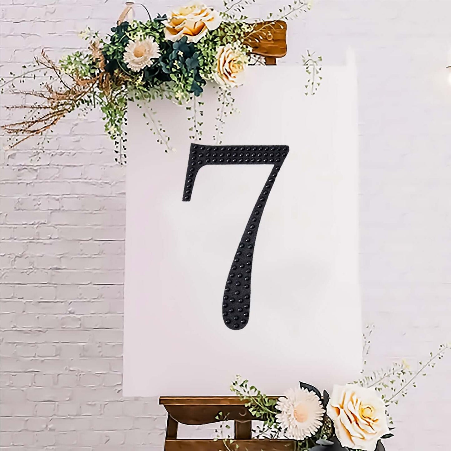 Decorative Rhinestone Number "7" Stickers, Glitter Adhesive Craft Numbers Black DIY Sparkle Embellishments 8"