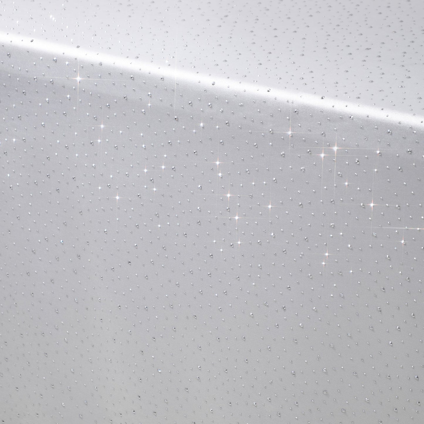 Scuba Rectangular Tablecloth 90"×132" White with Rhinestone Accents – Seamless, Wrinkle-Free, Stain-Resistant Event Linen