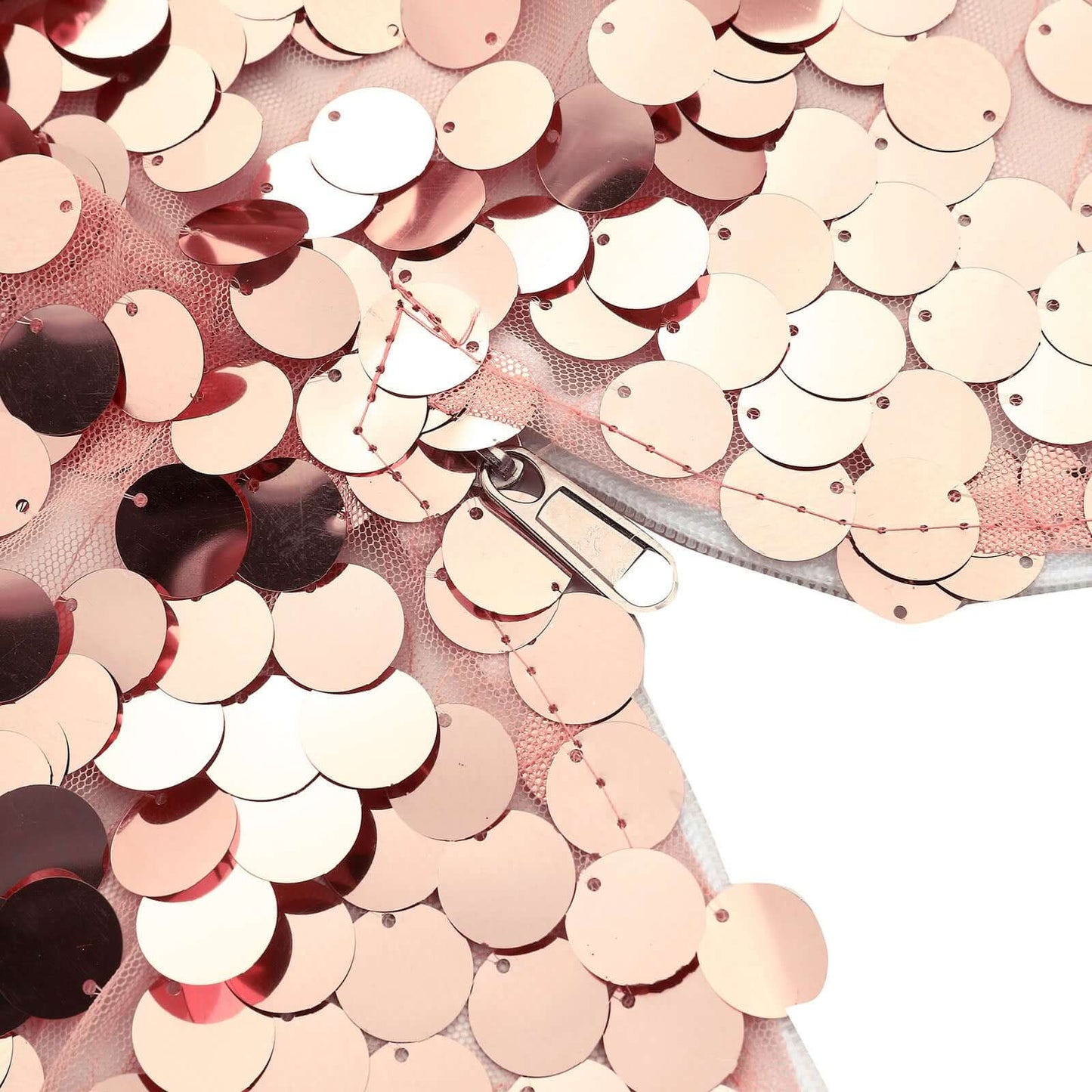 7.5ft Sparkly Rose Gold Double Sided Big Payette Sequin Wedding Arbor Cover, Round Fitted Backdrop Arch Cover