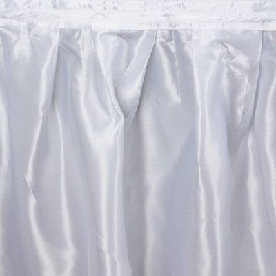 Satin 14ft Table Skirt White - Exquisite Pleated Wedding Table Decor