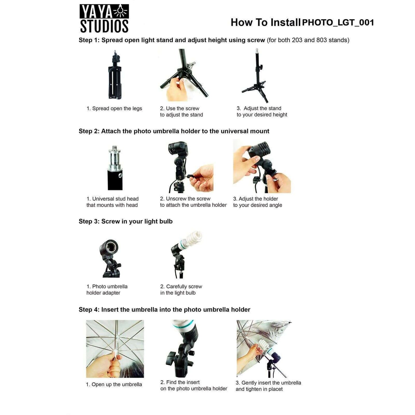 600W Professional Photography Video Studio Continuous Light Kit With Umbrellas