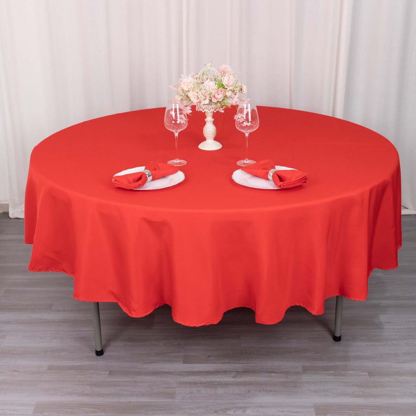 Premium Polyester 90" Round Tablecloth Red - Stain and Wrinkle-Resistant Design with 220GSM Thickness Table Cover