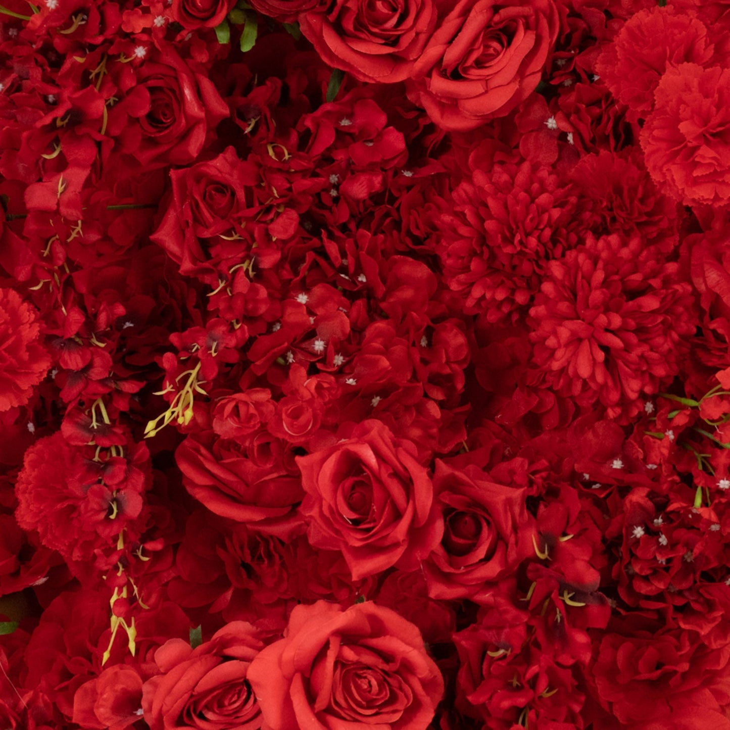 8ftx8ft Roll Up Flower Backdrop for Arch Stand, Red with Fabric Backing - Artificial Silk Roses, Hydrangeas & Chrysanthemums for Weddings
