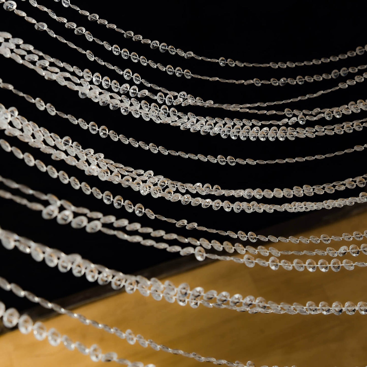 Acrylic Crystal Beaded Curtain with Fabric Rod Pocket, 43 Strands Room Divider Clear Diamond Cut Beads Doorway String Curtain - 5ftx10ft