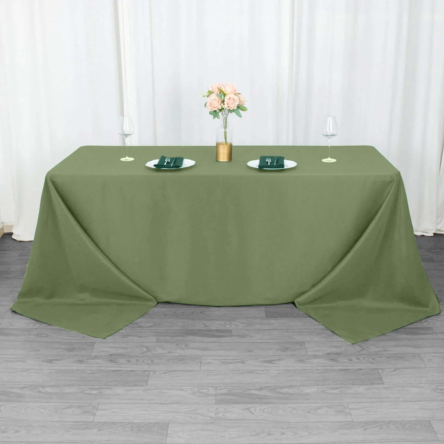 Premium Polyester 90"x132" Rectangle Tablecloth Dusty Sage Green - Seamless 220GSM Stain-Resistant Table Cover