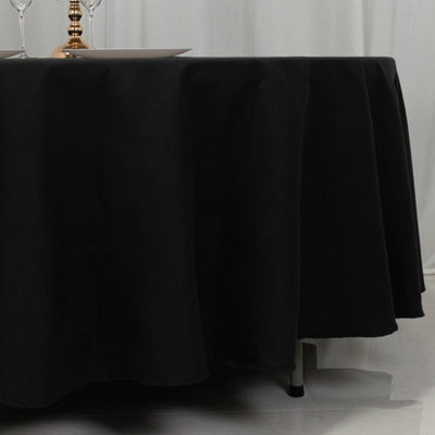 Cotton Blend 108’’ Round Tablecloth Black - Wrinkle-Resistant Design - Tablecloths