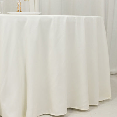 Cotton Blend 120’’ Round Tablecloth Ivory - Seamless Wrinkle-Resistant Table Cover - Tablecloths