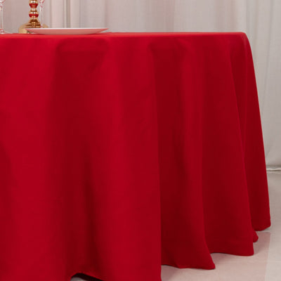Cotton Blend 120’’ Round Tablecloth Red - Seamless Wrinkle-Resistant Table Cover - Tablecloths