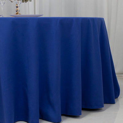 Cotton Blend 120’’ Round Tablecloth Royal Blue - Seamless Wrinkle-Resistant Table Cover - Tablecloths