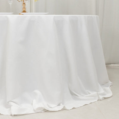 Cotton Blend 132’’ Round Tablecloth White - Seamless Wrinkle-Resistant Design for Formal Events - Tablecloths