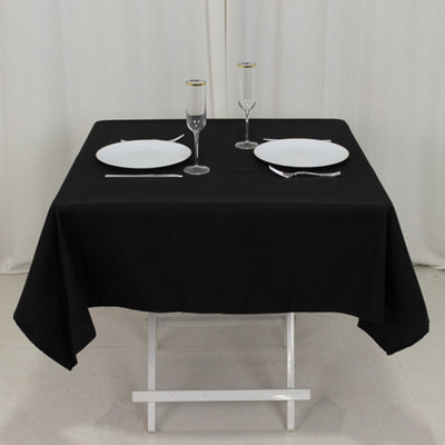 Cotton Blend 54’’x54’’ Square Tablecloth Black - Wrinkle-Resistant Finish for Modern Table Settings - Tablecloths