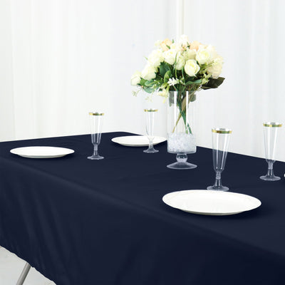 Cotton Blend 60’’x102’’ Rectangle Tablecloth Navy Blue - Wrinkle-Resistant Table Cover - Tablecloths