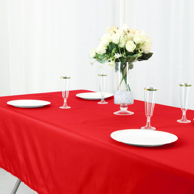 Cotton Blend 60’’x102’’ Rectangle Tablecloth Red - Wrinkle-Resistant Table Cover - Tablecloths